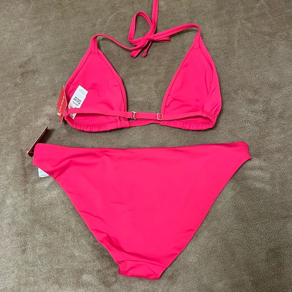 NWT Spanx Swim Bikini Top & Bottom hibiscus pink size Small - Picture 3 of 6